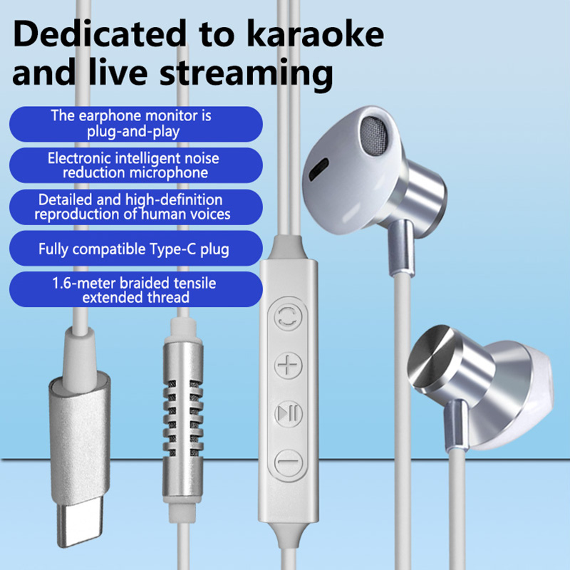 In Ear Monitors For Singers - Type C Wired Karaoke Headphones with