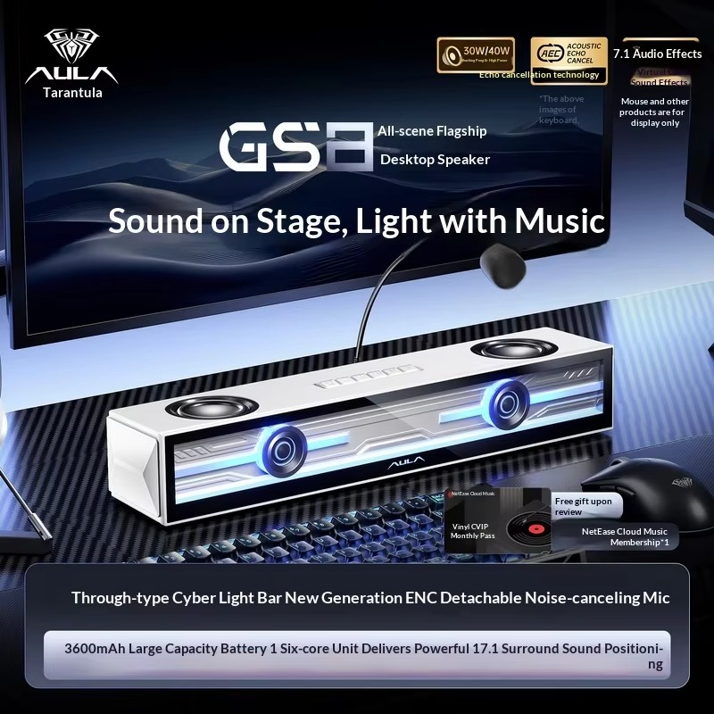 AULA GS8 Gaming Speaker Deskto - đánh giá và giá Rgb Computer Soundbar For Pc