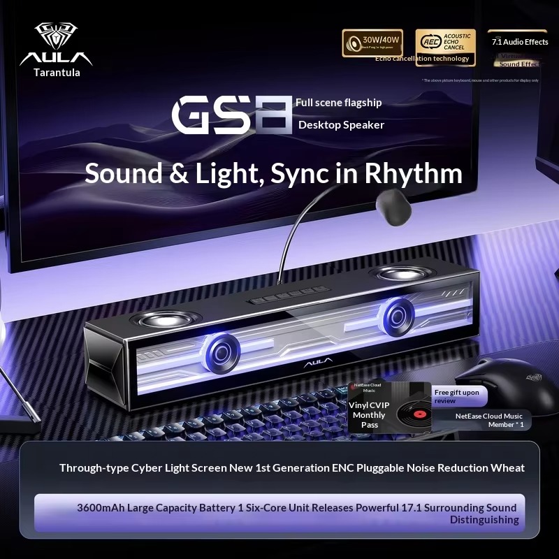 AULA GS8 Gaming Speaker Deskto - đánh giá và giá Rgb Computer Soundbar For Pc