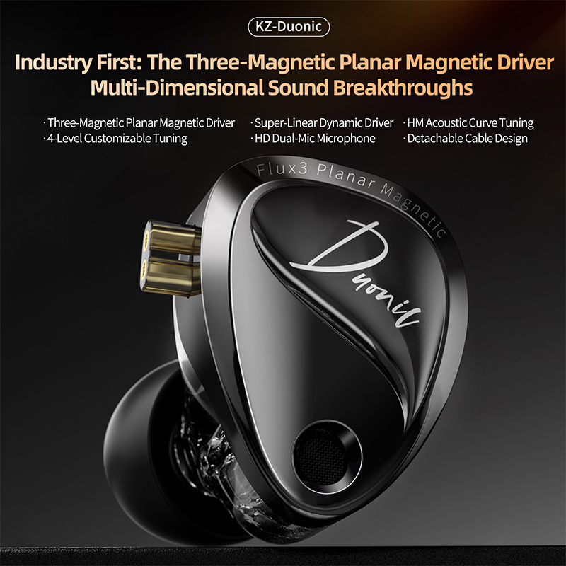 KZ Duonic Wired IEMs Triple-Ma - đánh giá và giá Planar Magnetic Iem Earphones